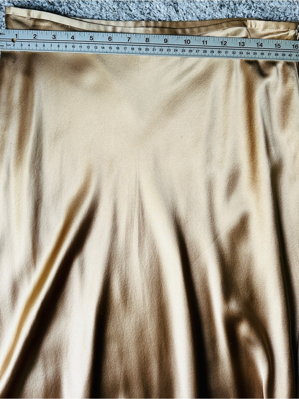 Lauren Ralph Lauren Champagne Gold Silk Satin A-Line Skirt - Picture 6 of 7